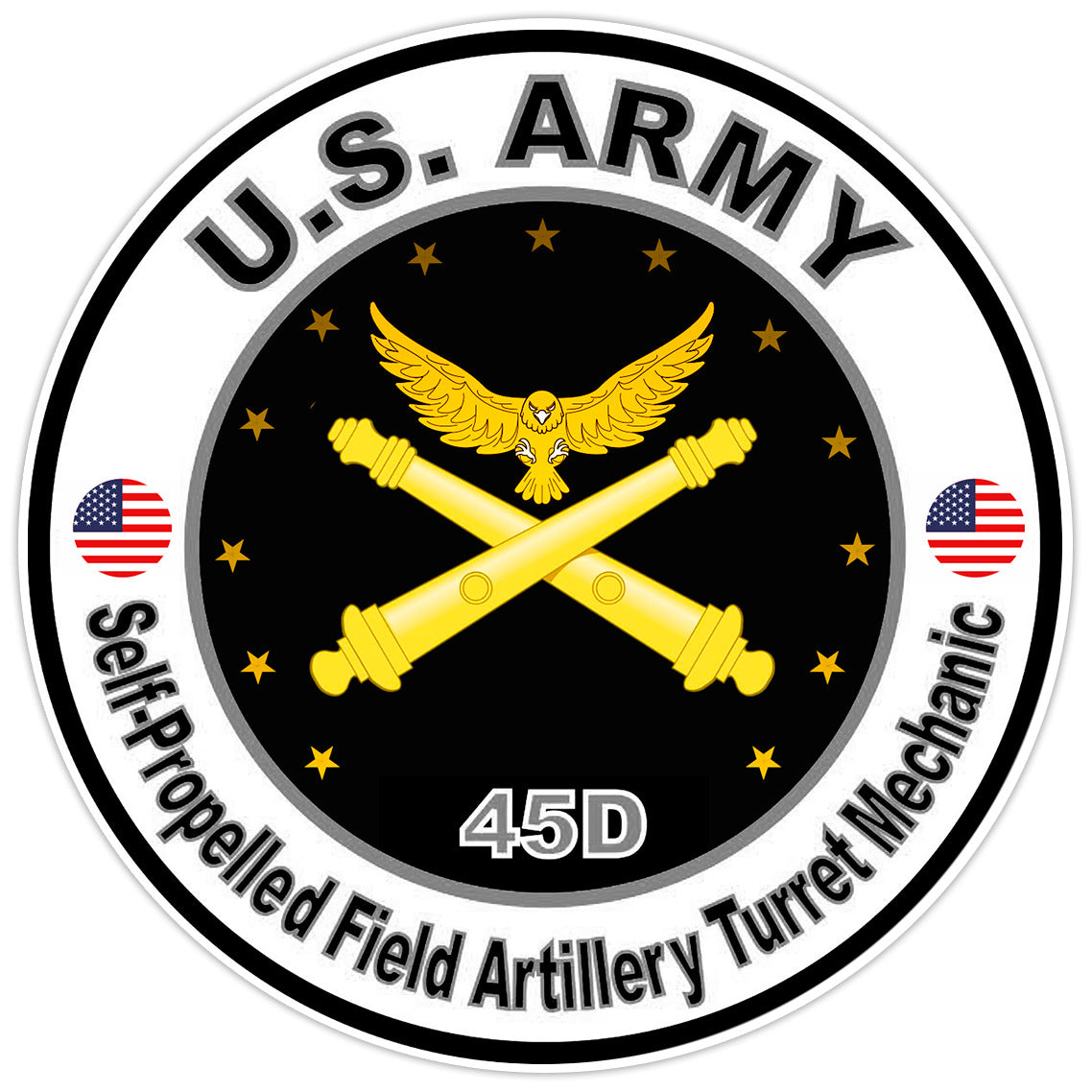 US Army Self-Propelled Field Artillery Turret Mechanic Bumper Sticker Decal 5"