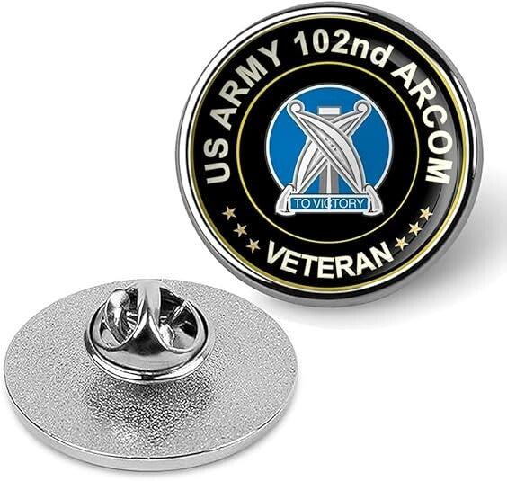 US Army 102nd Arcom Veteran Tie Suit Shirt Lapel Pin - Silver
