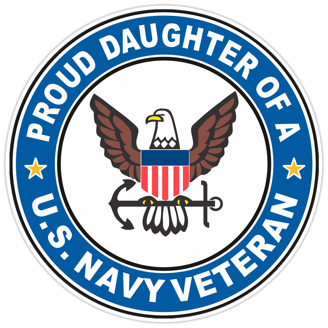 U.S. Navy Veteran Proud Daughter Bumper Sticker Military Vinyl Soldier Decal 5"