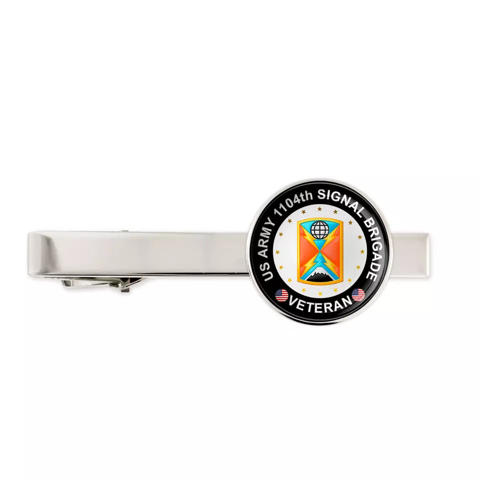 US Army 1104th Signal Brigade Military Veteran Tie Clip Tie Bar Gift