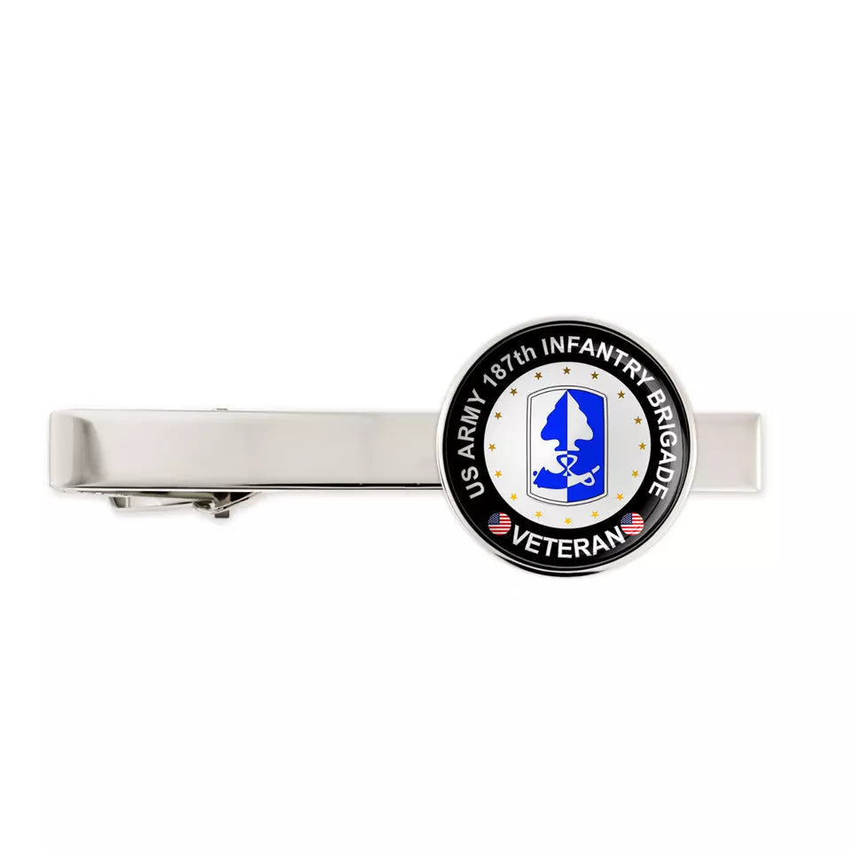 Us Army 187th Infantry Brigade Military Veteran Tie Clip Tie Bar Gift