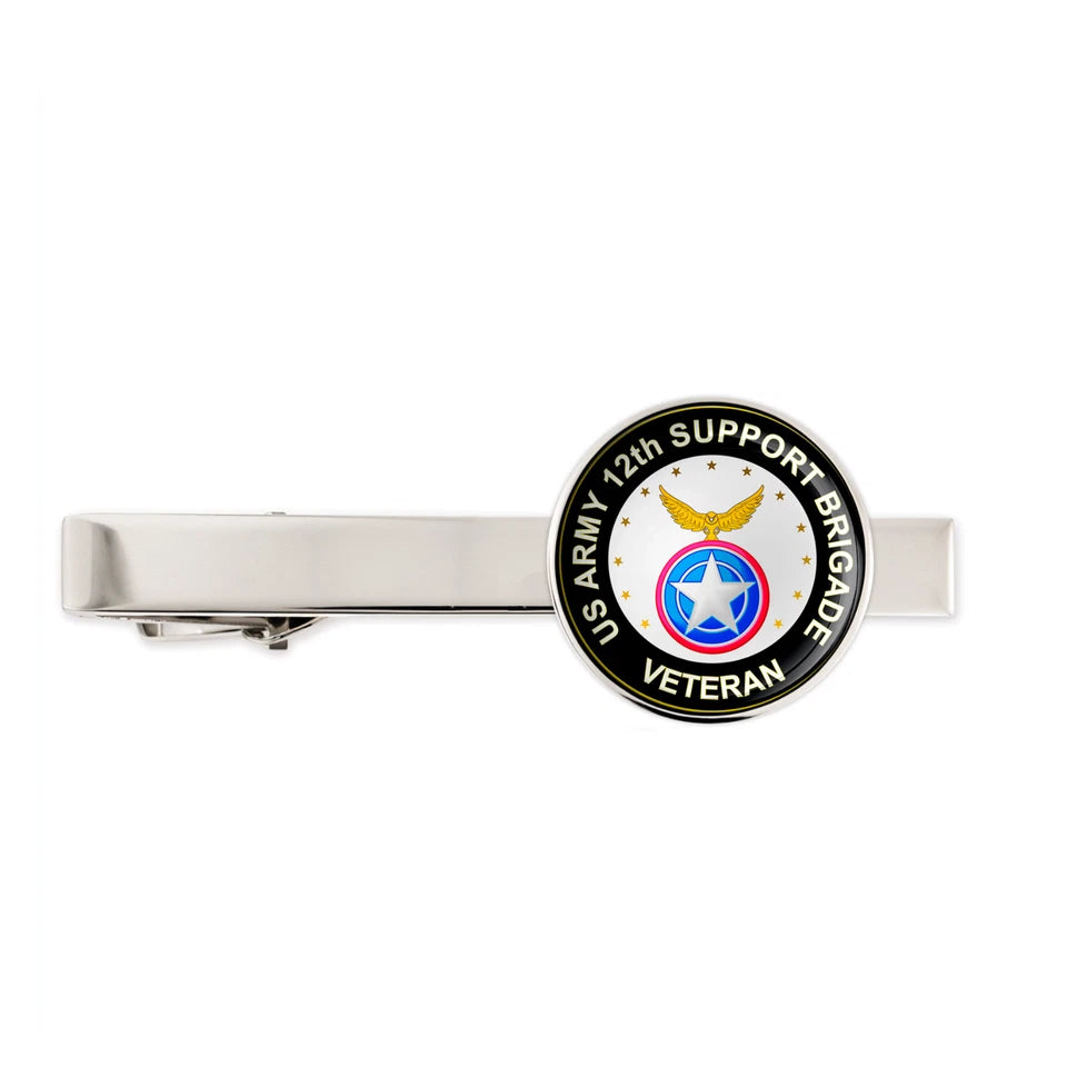Us Army 12th Support Brigade Military Veteran Tie Clip Tie Bar Gift