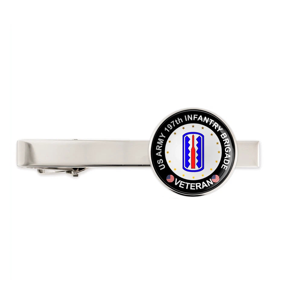 Us Army 197th Infantry Brigade Military Veteran Tie Clip Tie Bar Gift