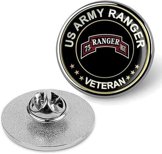 US Army Ranger Veteran Tie Suit Shirt Lapel Pin - Silver