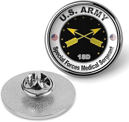 United States Army Special Forces Medical Sergeant Tie Shirt Lapel Pin - Silver