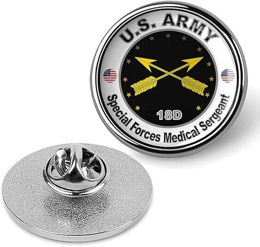 United States Army Special Forces Medical Sergeant Tie Shirt Lapel Pin - Silver