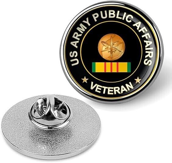 US Army Public Affairs Veteran Tie Suit Shirt Lapel Pin - Silver