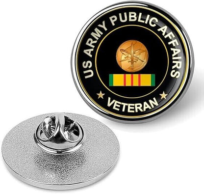 US Army Public Affairs Veteran Tie Suit Shirt Lapel Pin - Silver