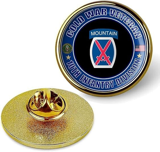 Cold War Veteran 10th Infantry Division Tie Suit Shirt Lapel Pin - Gold