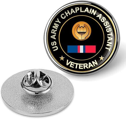 US Army Chaplain Assistant Veteran Tie Suit Shirt Lapel Pin - Silver