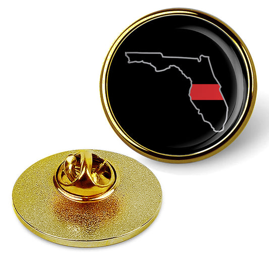 First Responder Thin Red Line Florida Firefighter Brooches & Pins - Gold
