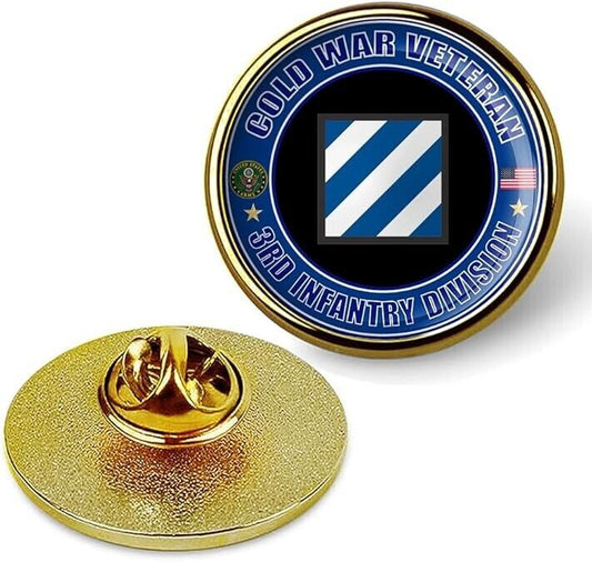 Cold War Veteran 3rd Infantry Division Tie Suit Shirt Lapel Pin - Gold