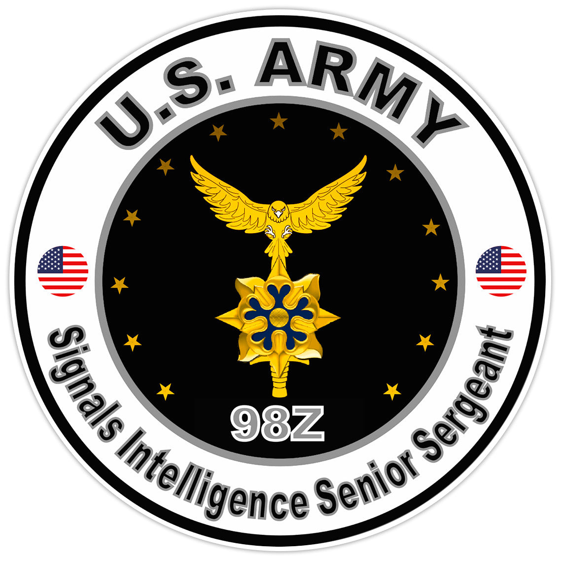 US Army Signals Intelligence Senior Sergeant Bumper Sticker Military Decal 5"