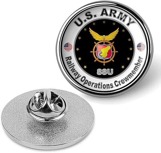 United States Army Railway Operations Crewmember Tie Shirt Lapel Pin - Silver