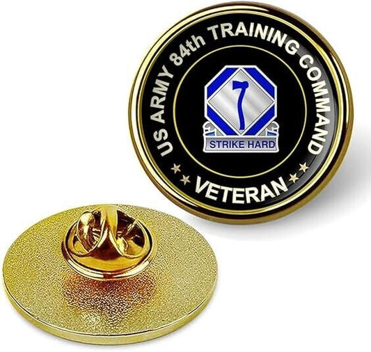 US Army 84th Training Command Veteran Tie Suit Shirt Lapel Pin - Gold