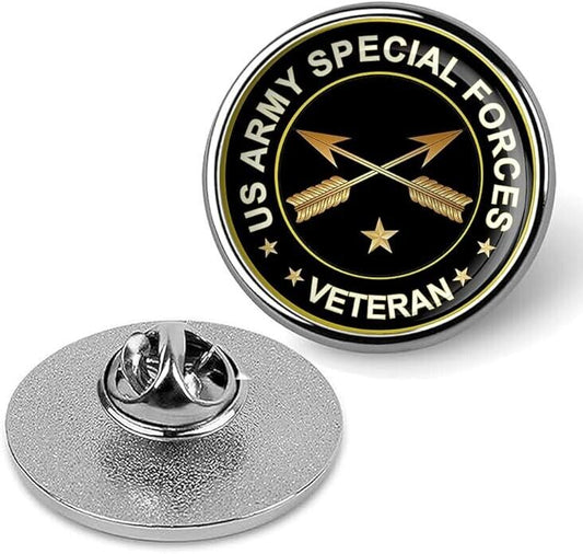 US Army Special Forces Veteran Lapel Pin Veteran Tie Suit Shirt Pinback-Silver