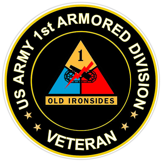 US Army 1st Armored Division Veteran Bumper Sticker Military Vinyl Decal 5"