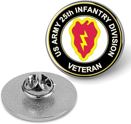 U.S. Army 25th Infantry Division Lapel Pin Veteran Tie Suit Shirt Pinback-Silver