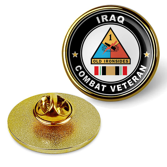 1st Armored Division Iraq Combat Veteran Hat Pin Lapel Tie Tac Shirt - Gold