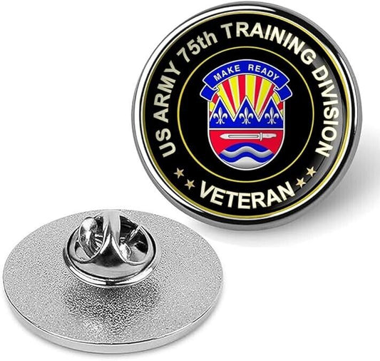 US Army 75th Training Division Veteran Tie Suit Shirt Lapel Pin - Silver