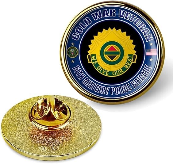 Cold War Veteran 14th Military Police Brigade Tie Suit Shirt Lapel Pin - Gold