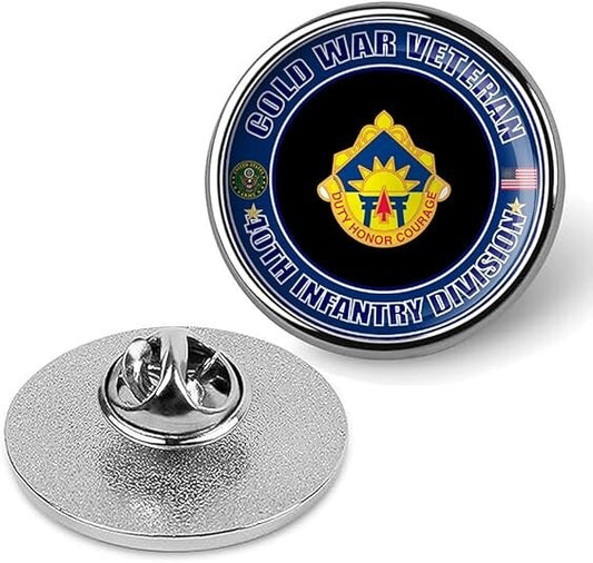 Cold War Veteran 40th Infantry Division Tie Suit Shirt Lapel Pin - Silver