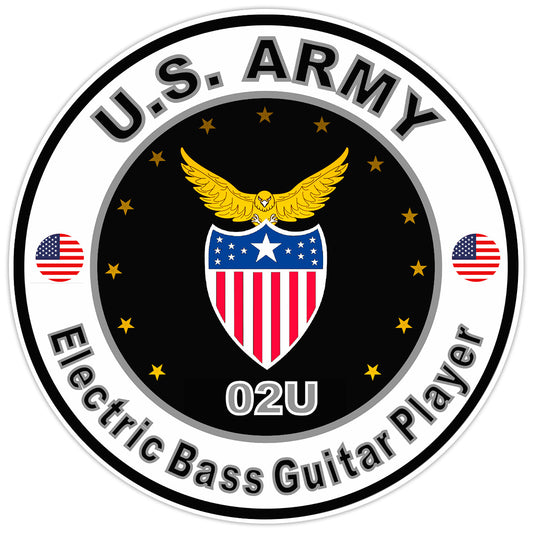 US Army Electric Bass Guitar Player Bumper Sticker Military Soldier Decal 5"