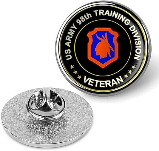 US Army 98th Training Division Veteran Tie Suit Shirt Lapel Pin - Silver