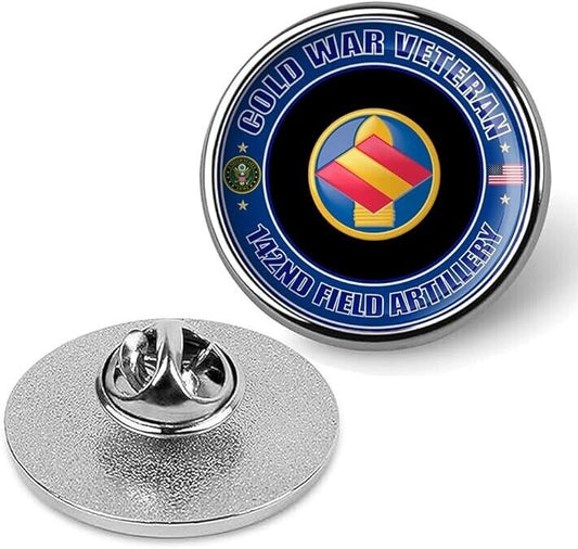 Cold War Veteran 142nd Field Artillery Tie Suit Shirt Lapel Pin - Silver