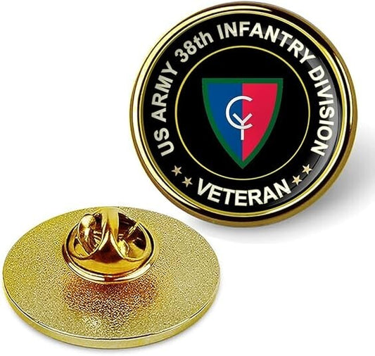 US Army 38th Infantry Division Veteran Tie Suit Shirt Lapel Pin - Gold