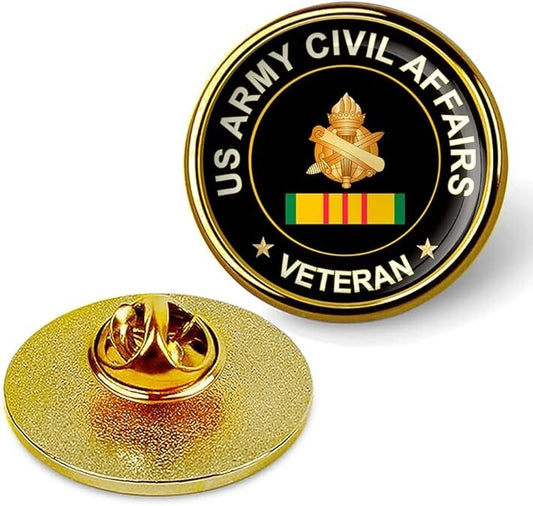 US Army Civil Affairs Veteran Tie Suit Shirt Lapel Pin - Gold