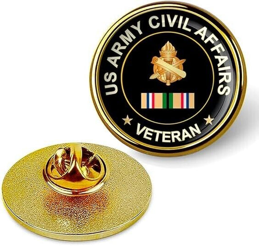 US Army Civil Affairs Veteran Tie Suit Shirt Lapel Pin - Gold
