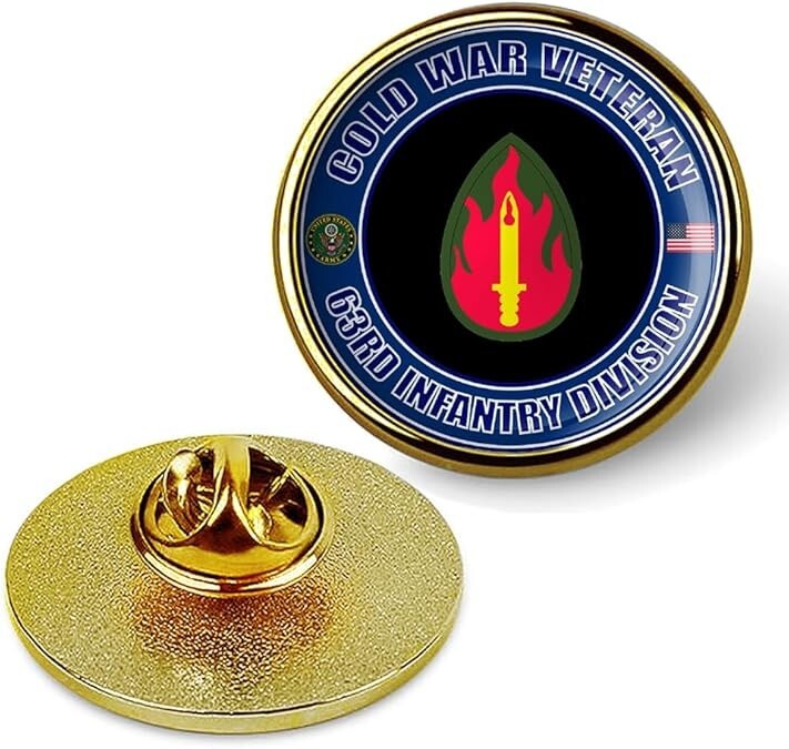 Cold War Veteran 63rd Infantry Division Tie Suit Shirt Lapel Pin - Gold