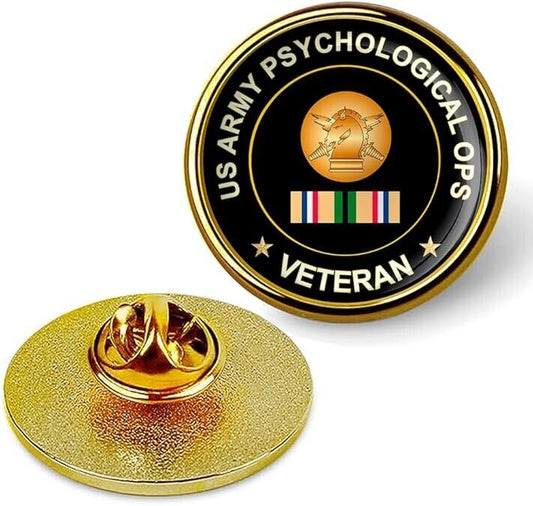 US Army Psychological Ops Veteran Tie Suit Shirt Lapel Pin - Gold