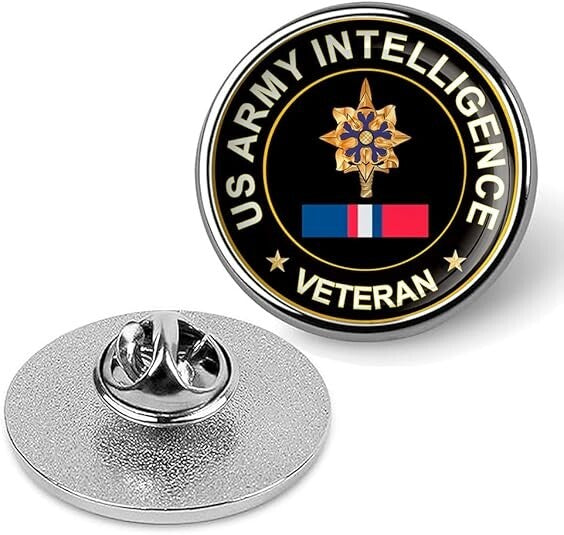 US Army Intelligence Veteran Tie Suit Shirt Lapel Pin - Silver