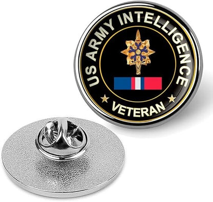 US Army Intelligence Veteran Tie Suit Shirt Lapel Pin - Silver