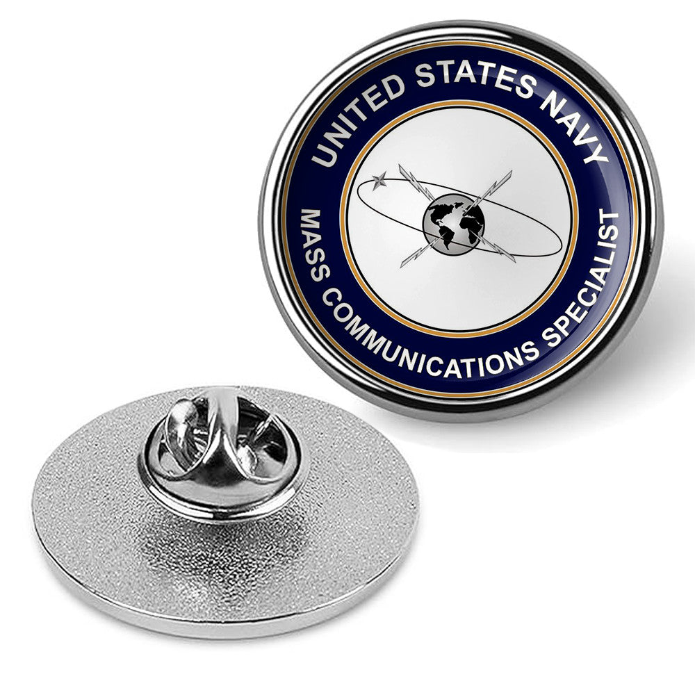 U.S. Navy Mass Communications Specialist Tie Tac, Hat Pin, Lapel Pin - Silver