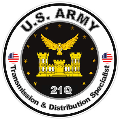 US Army Transmission & Distribution Specialist Bumper Sticker Military Decal 5"