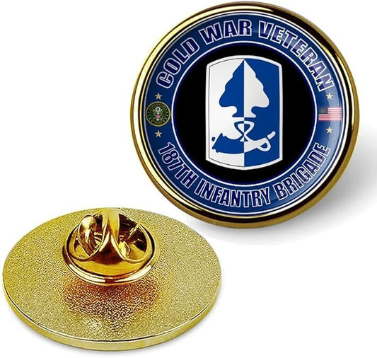 Cold War Veteran 187th Infantry Brigade Tie Suit Shirt Lapel Pin - Gold