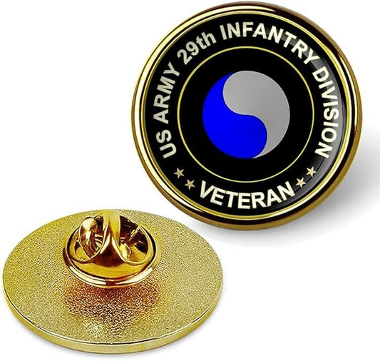 US Army 29th Infantry Division Veteran Tie Suit Shirt Lapel Pin - Gold