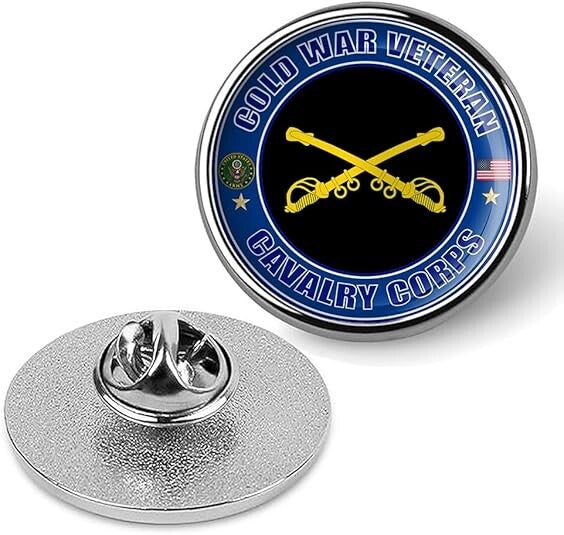 Cold War Veteran Cavalry Corps Tie Suit Shirt Lapel Pin - Silver