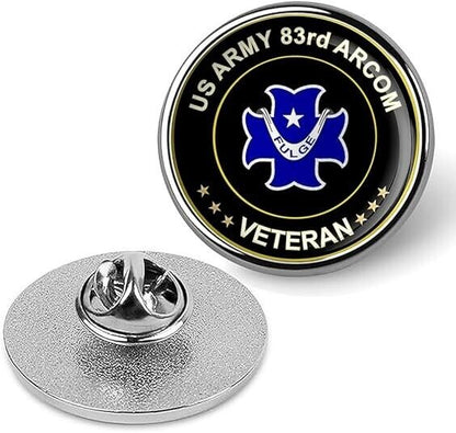 US Army 83rd Arcom Veteran Tie Suit Shirt Lapel Pin - Silver