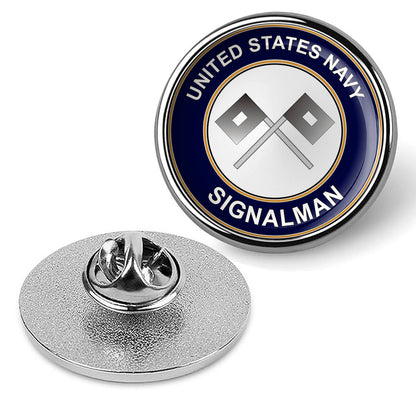U.S. Navy Signalman SH Tie Tac, Hat Pin, Military Emblem Lapel Pin - Silver