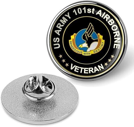 US Army 101st Airborne Veteran Tie Suit Shirt Lapel Pin - Silver