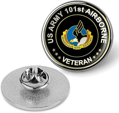 US Army 101st Airborne Veteran Tie Suit Shirt Lapel Pin - Silver