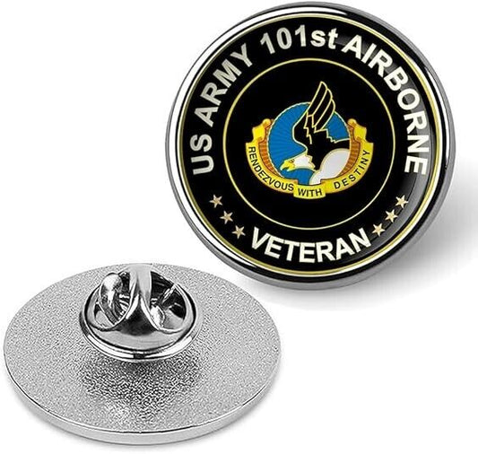 US Army 101st Airborne Veteran Tie Suit Shirt Lapel Pin - Silver