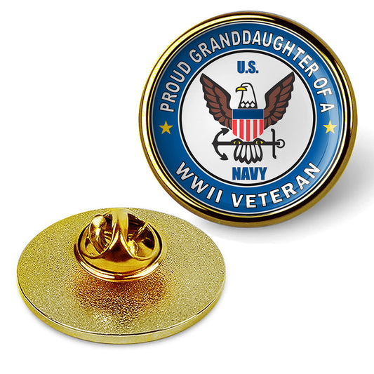 Proud Granddaughter of a U.S. Navy World War II Veteran Lapel Pin - Gold