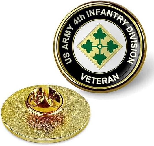 U.S. Army 4th Infantry Division Lapel Pin Veteran Tie Suit Shirt Lapel Pin-Gold