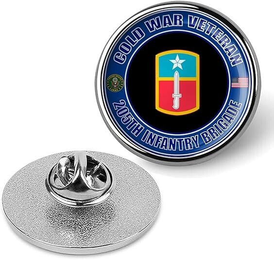 Cold War Veteran 205th Infantry Brigade Tie Suit Shirt Lapel Pin - Silver