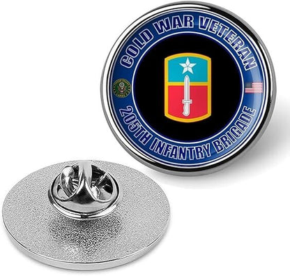 Cold War Veteran 205th Infantry Brigade Tie Suit Shirt Lapel Pin - Silver